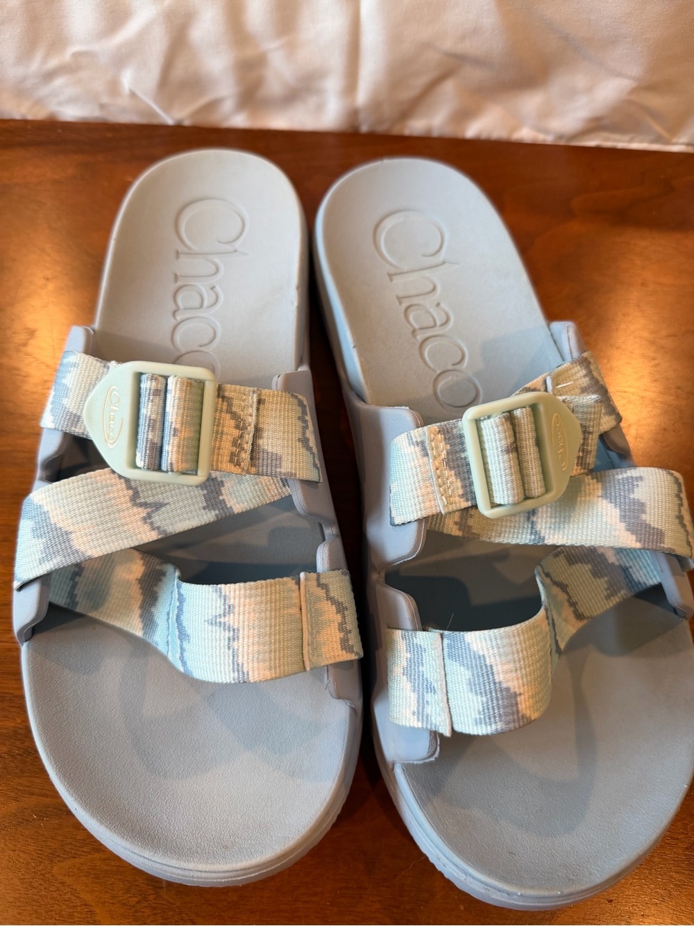 Chaco Chilos Women's Pale Blue Woven Strap Slide Sandals
